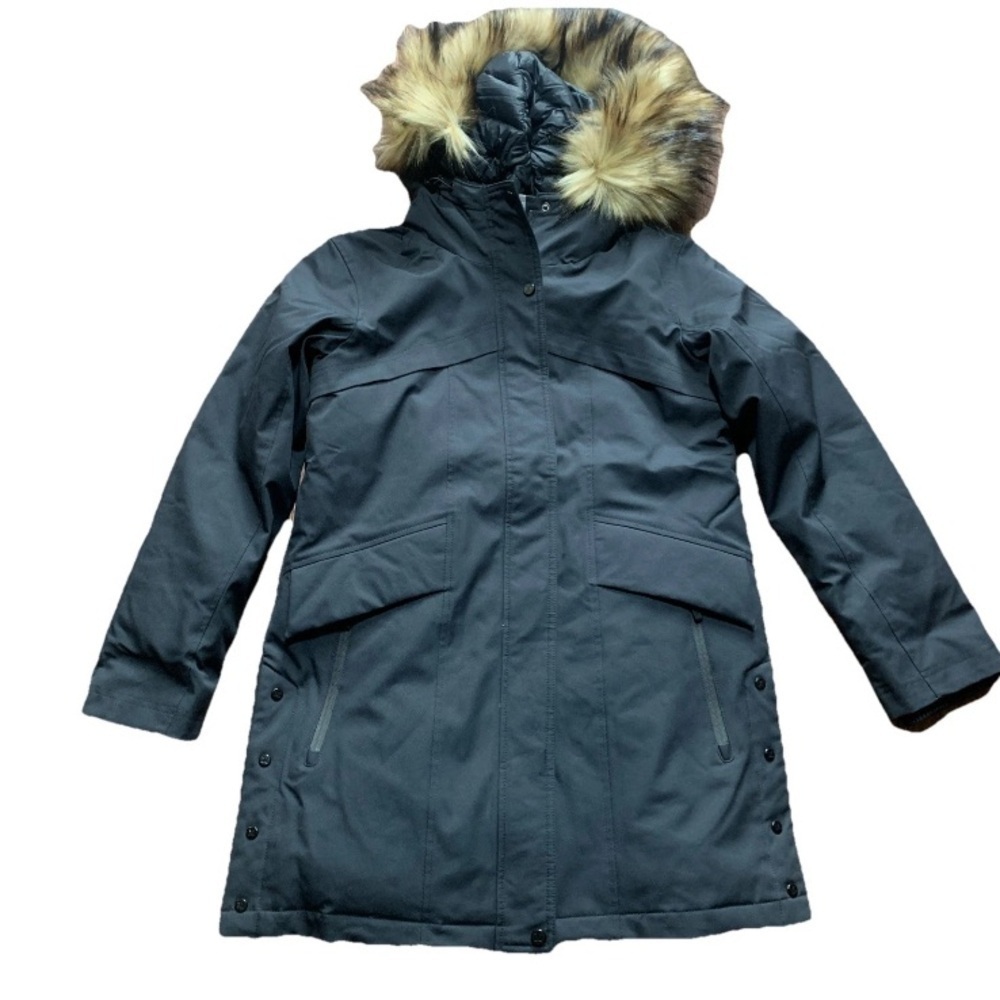 Martha Stewart Down Parka Jacket Fur Trim Hooded Black Sz S NWT